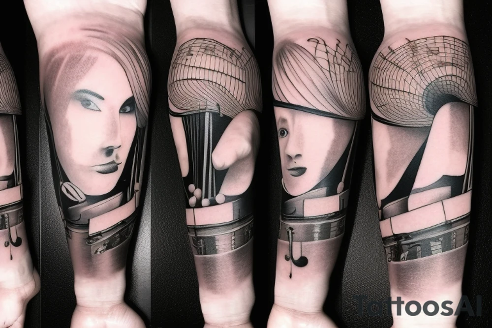 Musical arm sleeve, grand piano and half arm sleeve tattoo idea Musical arm sleeve, grand piano and half arm sleeve tattoo idea