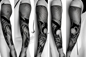 Musical arm sleeve, grand piano and half arm sleeve tattoo idea