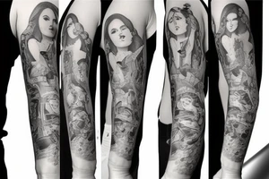 Half arm sleeve- musical with a grand piano tattoo idea