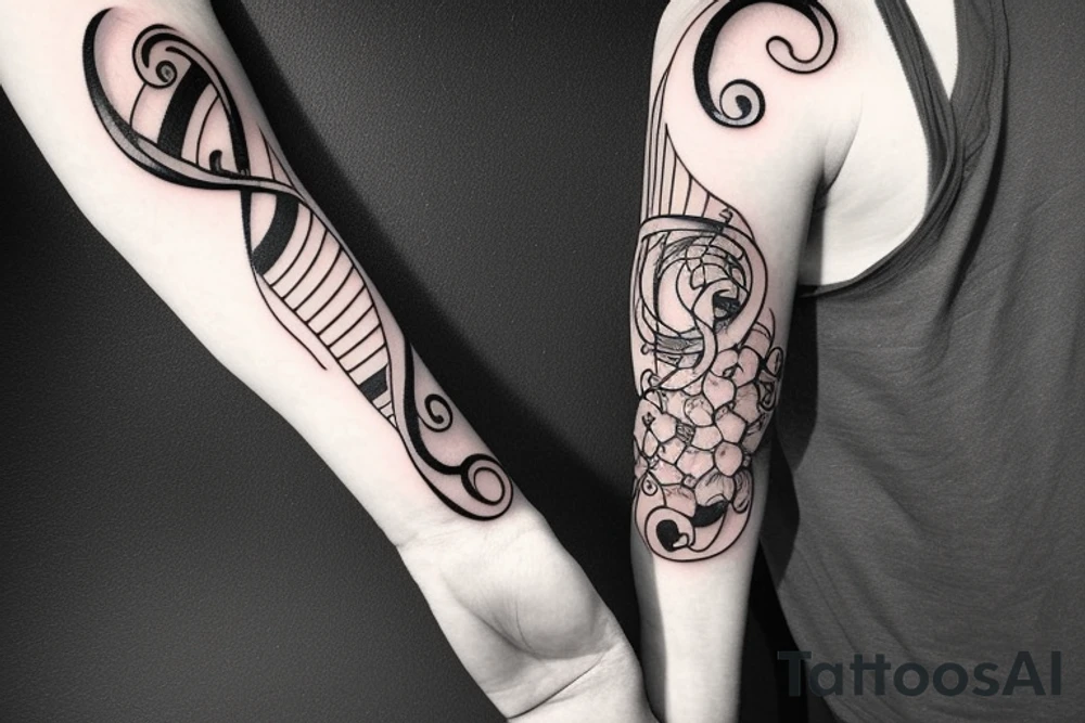 Half arm sleeve- musical with a grand piano tattoo idea