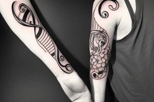 Half arm sleeve- musical with a grand piano tattoo idea