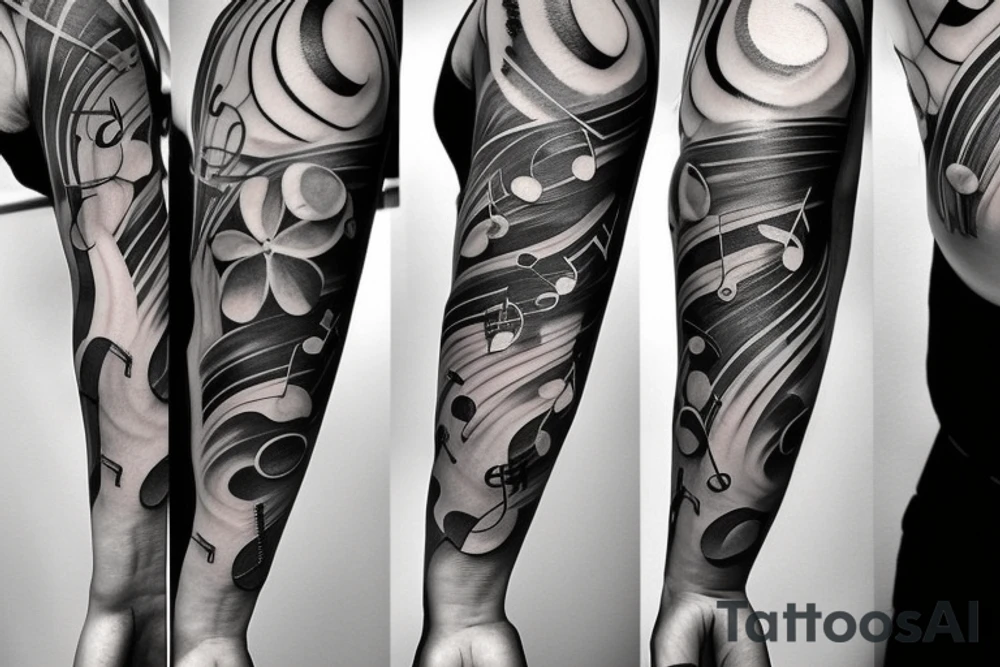 Half arm sleeve- musical with a grand piano tattoo idea