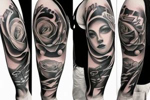 Half arm sleeve grand piano tattoo idea