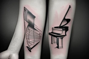 Half arm sleeve grand piano tattoo idea