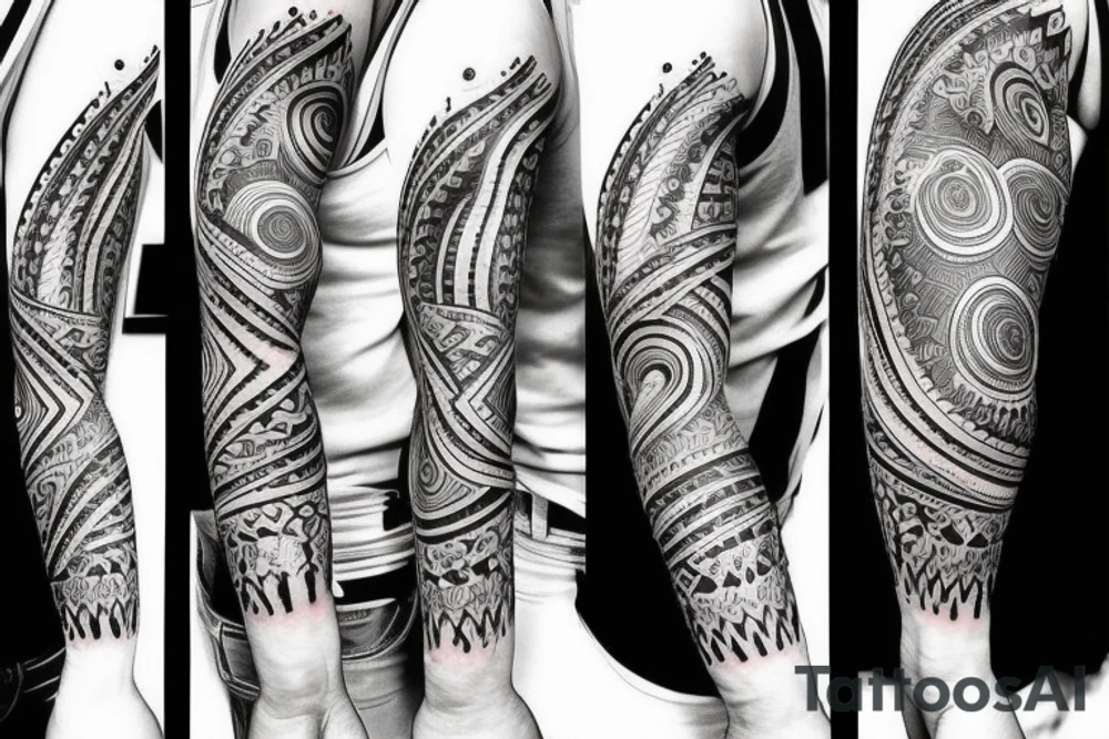Half arm sleeve grand piano tattoo idea