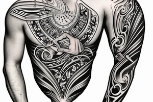 Half arm sleeve grand piano tattoo idea