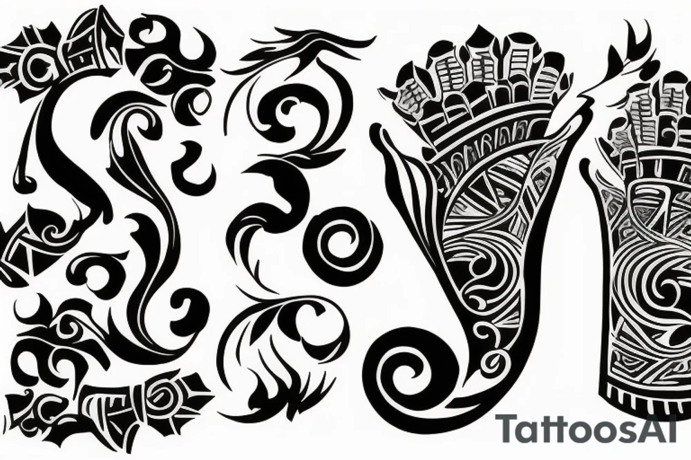 Half arm sleeve grand piano tattoo idea
