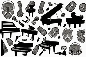 Half arm grand piano tattoo idea