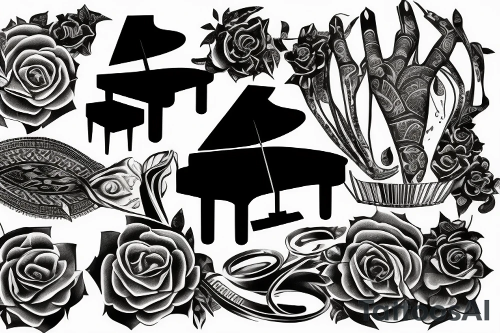 Half arm grand piano tattoo idea