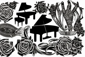 Half arm grand piano tattoo idea
