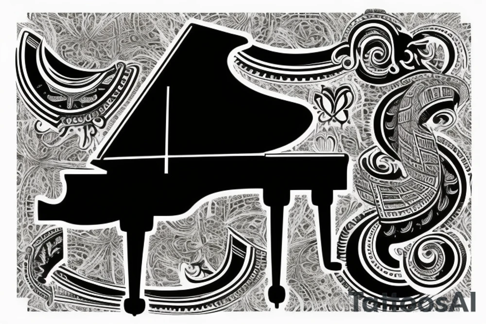 Half arm grand piano tattoo idea