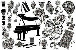 Half arm grand piano tattoo idea