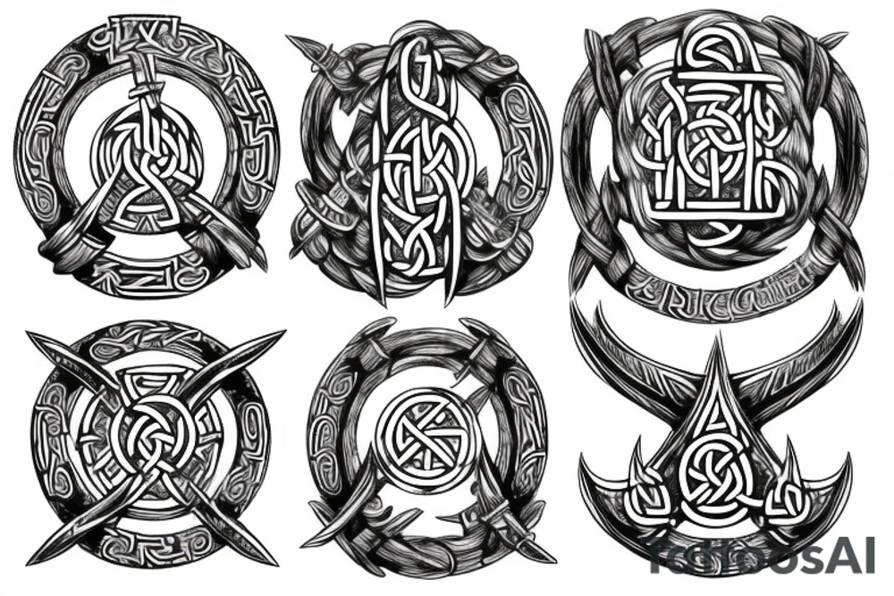 Full body intricate runic detailed complete viking comprehensive elaborate surging smokey tattoo idea