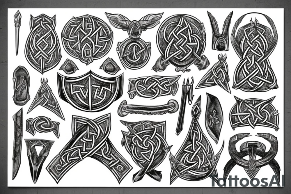 Full body intricate runic detailed complete viking comprehensive elaborate surging smokey tattoo idea