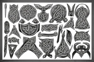 Full body intricate runic detailed complete viking comprehensive elaborate surging smokey tattoo idea