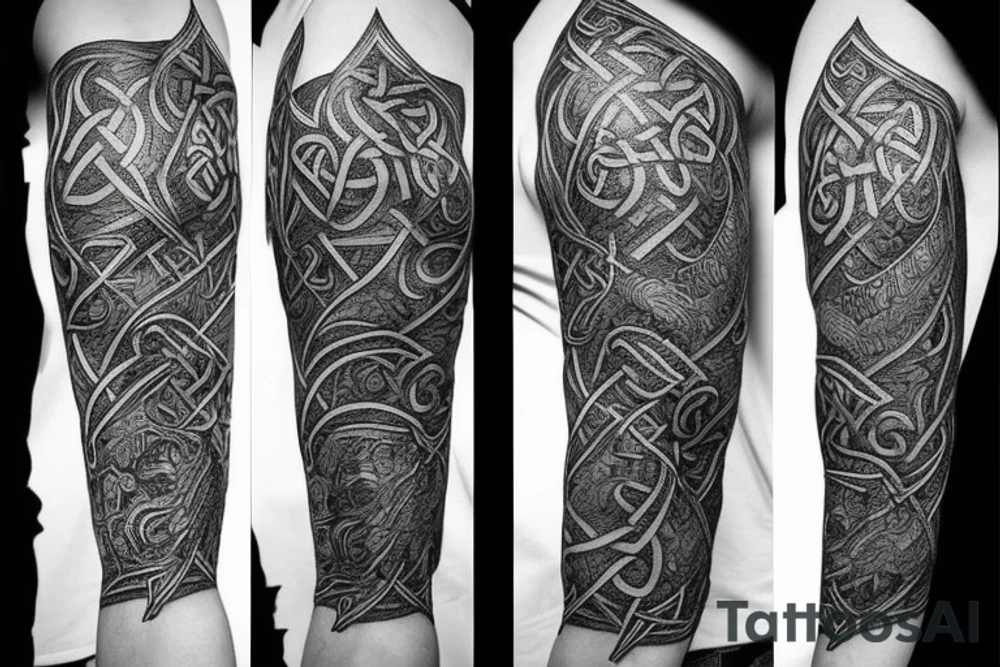 Full body intricate runic detailed complete viking comprehensive elaborate surging smokey tattoo idea