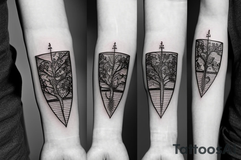 Key of life with a family tree tattoo idea
