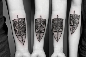 Key of life with a family tree tattoo idea