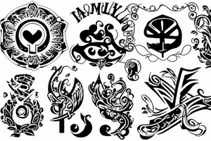 Family tattoo with a key of life tattoo idea