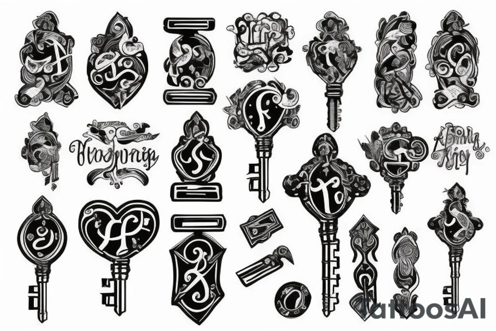 Family tattoo with a key of life tattoo idea