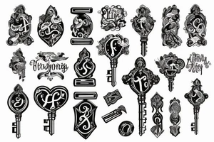 Family tattoo with a key of life tattoo idea