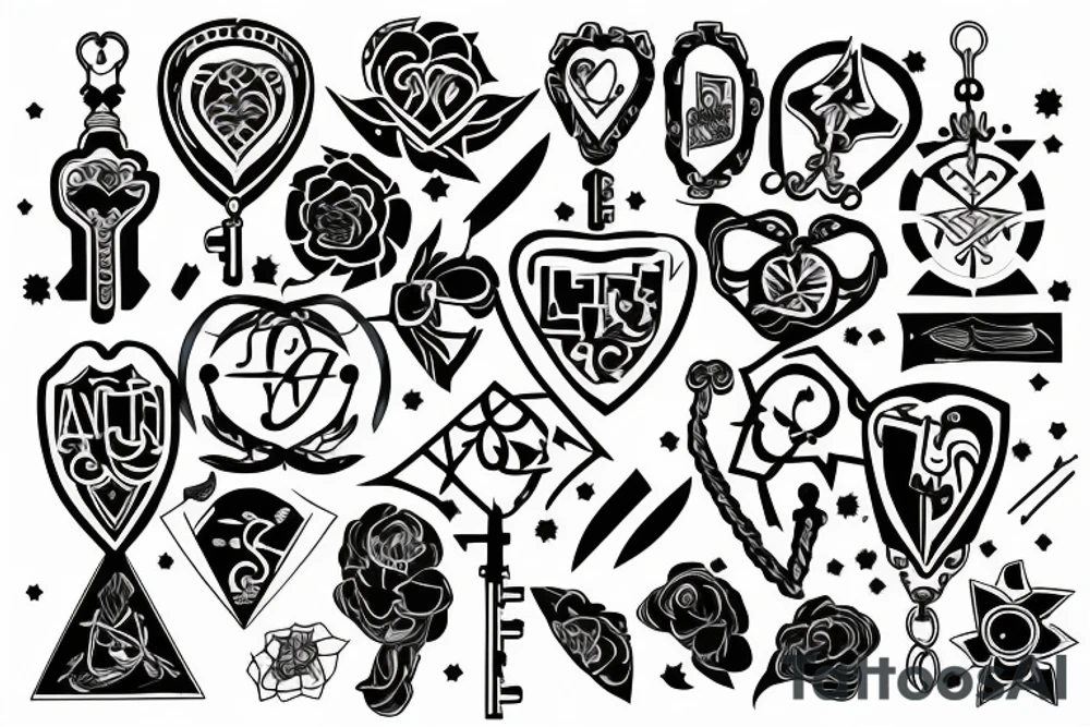 Family tattoo with a key of life tattoo idea