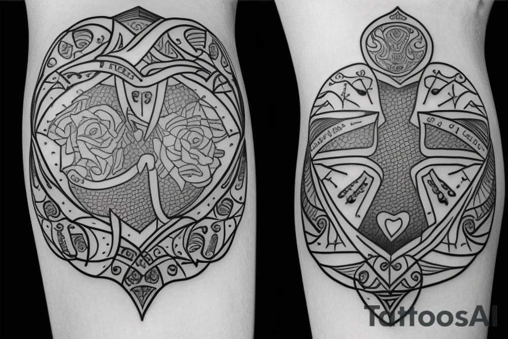 Family tattoo with a key of life tattoo idea