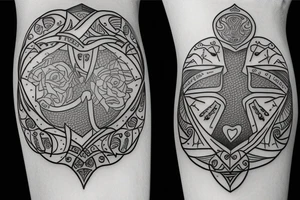 Family tattoo with a key of life tattoo idea