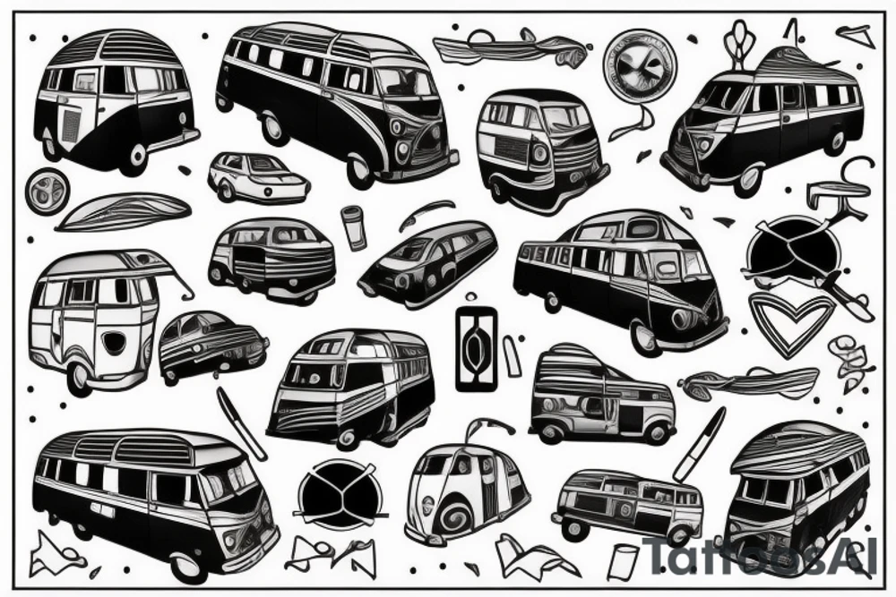 A tattoo with a campervan for three sisters tattoo idea