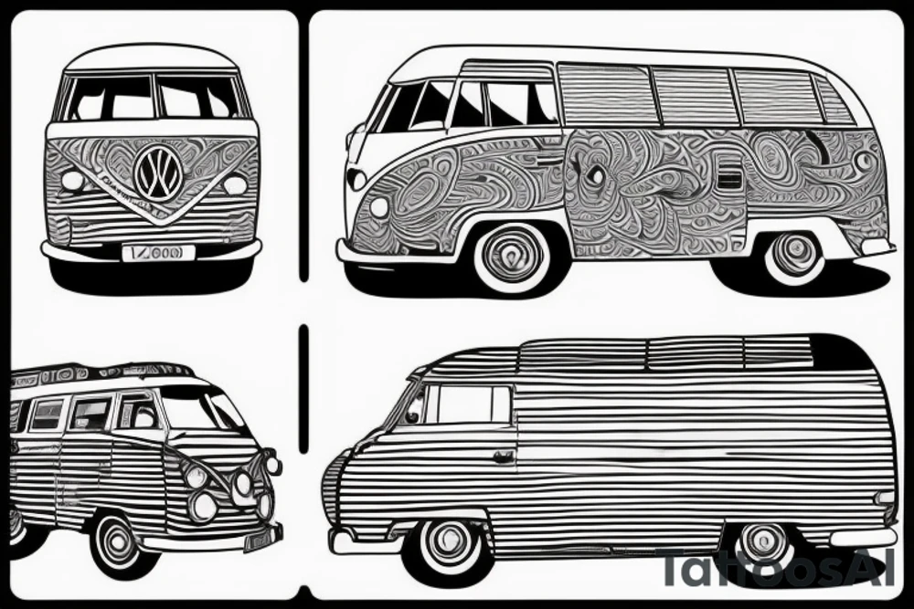 A tattoo with a campervan for three sisters tattoo idea