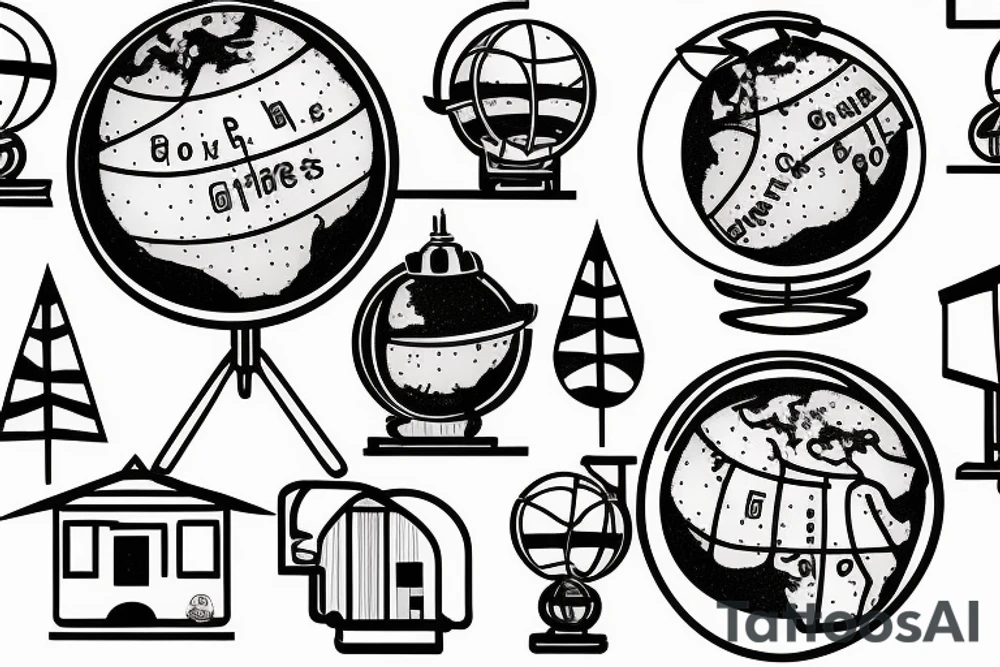A mobile home and a globe for three sisters tattoo idea