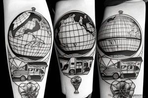 A mobile home and a globe for three sisters tattoo idea