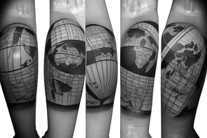 A mobile home and a globe for three sisters tattoo idea