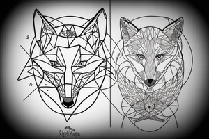 A geometric fox with a globe tattoo idea