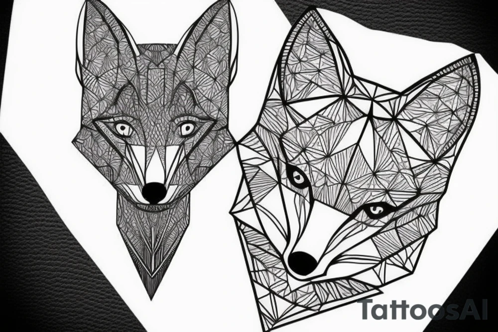 A geometric fox with a globe tattoo idea