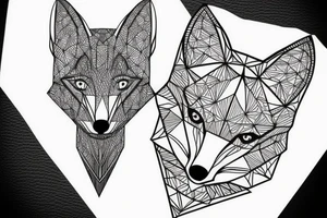 A geometric fox with a globe tattoo idea