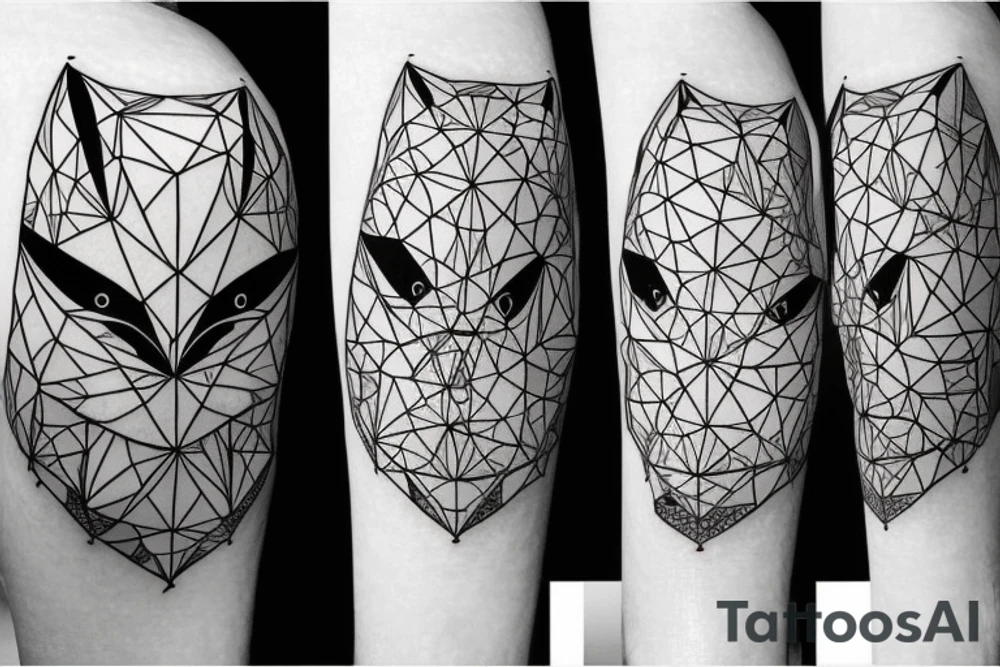 A geometric fox with a globe next to it tattoo idea