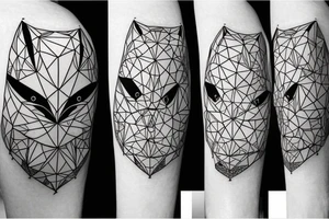 A geometric fox with a globe next to it tattoo idea