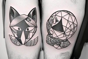 A fox with a globe next to it tattoo idea