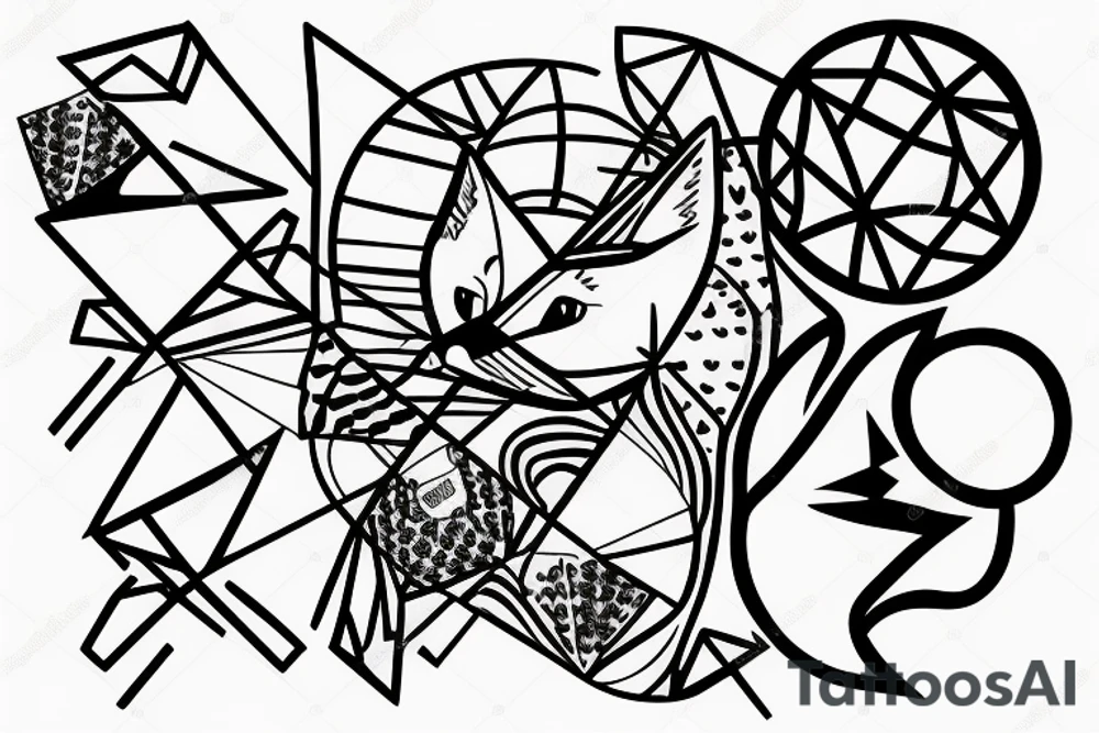 A fox with a globe next to it tattoo idea