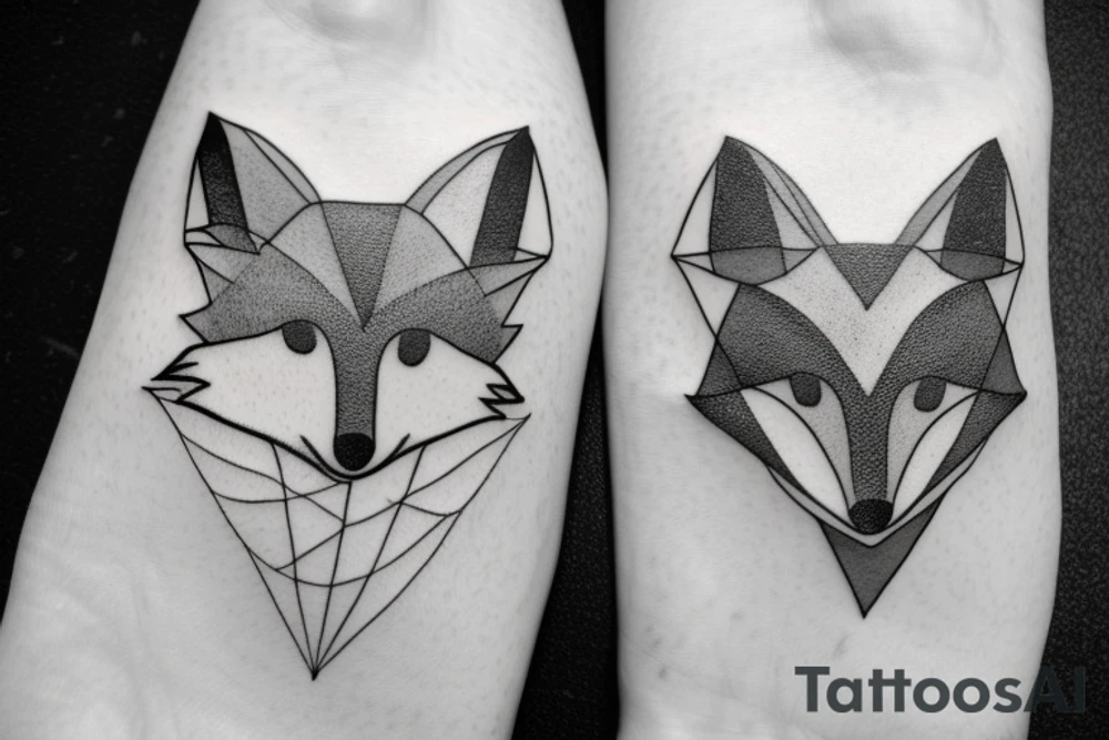 A minimalistic fox in a forest tattoo idea