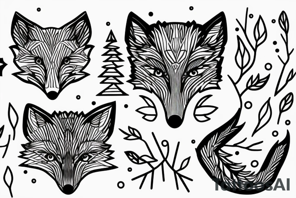 A minimalistic fox in a forest tattoo idea