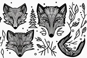 A minimalistic fox in a forest tattoo idea