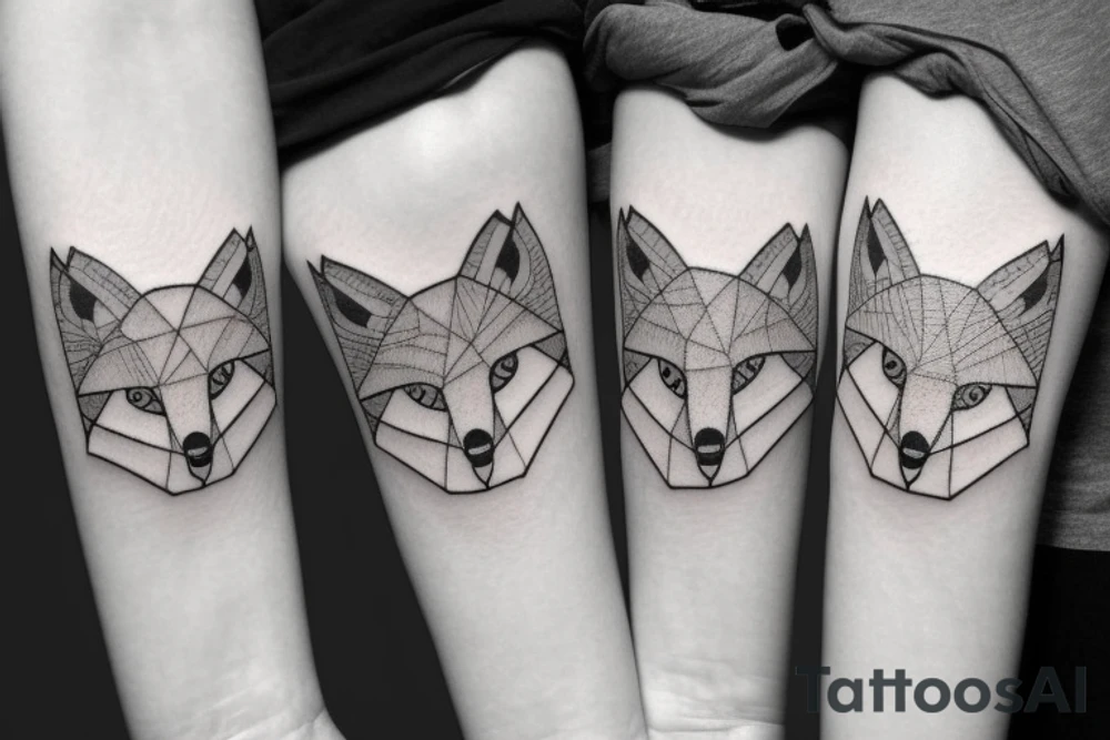 A minimalistic fox in a forest tattoo idea