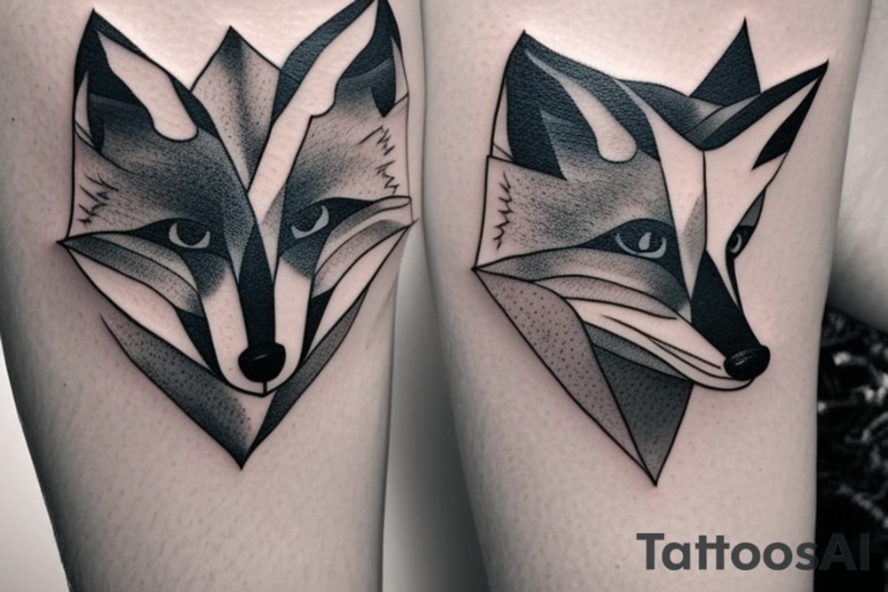 A minimalistic fox in a forest tattoo idea