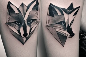 A minimalistic fox in a forest tattoo idea