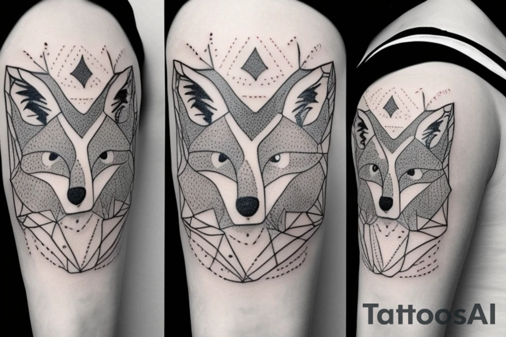 A minimalistic fox in a forest tattoo idea