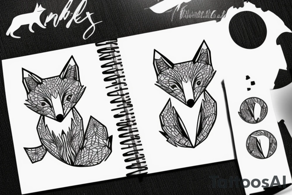 A minimalistic fox in a forest tattoo idea