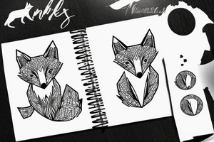 A minimalistic fox in a forest tattoo idea