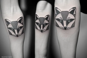 A minimalistic fox in a forest tattoo idea